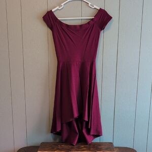 Windsor Burgundy High-Low Off-Shoulder Dress